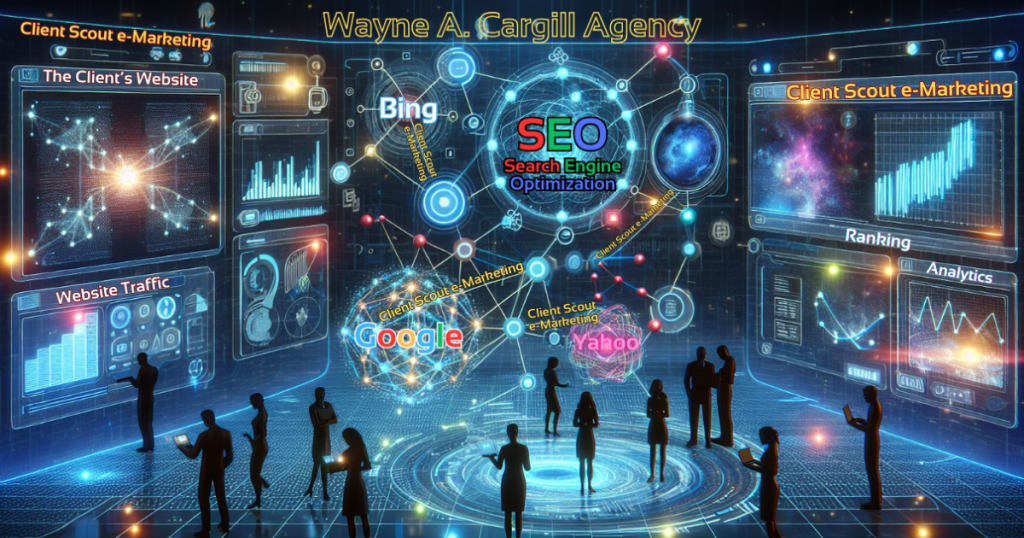 Wayne A. Cargill ~ Client Scout graphic design for Wayne A. Cargill Agency Client Scout e-Marketing Website Search Engine Optimization (SEO) Logo used on My e-Canada Word On The Street The Strait of Hormuz: Epic Fury Costs Canada digital content logo
