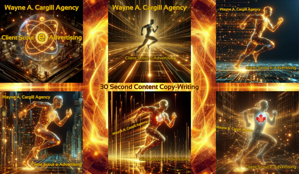 Wayne A. Cargill ~ Client Scout graphic design for Client Scout e-Advertising 30 Second Content Copywriting used in My e-Canada Park Corner Weather digital content, and Advanced Image Cloning digital gallery